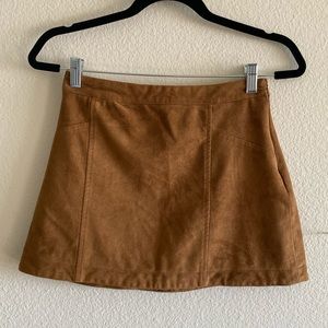 Whiskey-Brown Faux-Suede Mini Skirt - A&F size 0